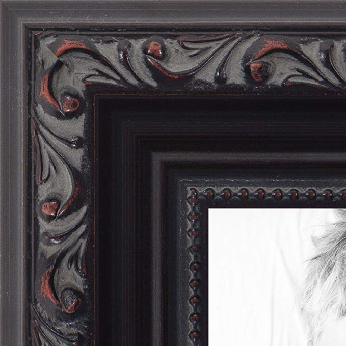 ArtToFrames 16x34 inch Black with Beads Wood Picture Frame, 2WOMD10188-16x34