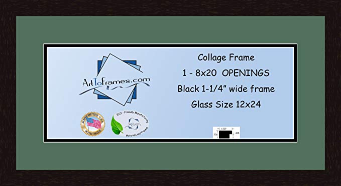 Art to Frames Double-Multimat-740-865/89-FRBW26061 Collage Frame Photo Mat Double Mat with 1 - 8x20 Openings and Espresso frame