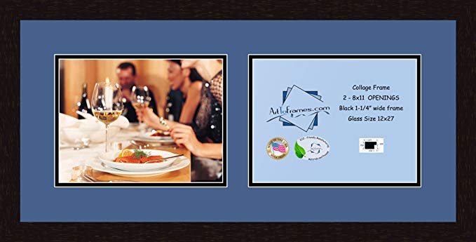 Art to Frames Double-Multimat-780-836/89-FRBW26061 Collage Frame Photo Mat Double Mat with 2 - 8.5x11 Openings and Espresso frame