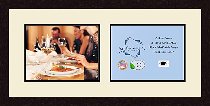 Art to Frames Double-Multimat-780-128/89-FRBW26061 Collage Frame Photo Mat Double Mat with 2 - 8.5x11 Openings and Espresso frame