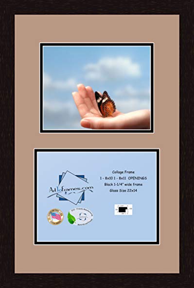 Art to Frames Double-Multimat-253-767/89-FRBW26061 Collage Frame Photo Mat Double Mat with 1 - 8x10 and 1 - 8.5x11 Openings and Espresso frame