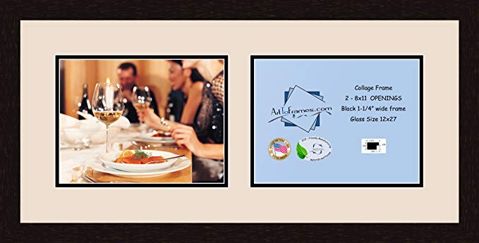 Art to Frames Double-Multimat-780-825/89-FRBW26061 Collage Frame Photo Mat Double Mat with 2 - 8.5x11 Openings and Espresso frame