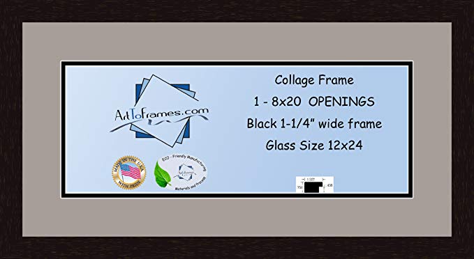 Art to Frames Double-Multimat-740-88/89-FRBW26061 Collage Frame Photo Mat Double Mat with 1-8x20 Openings and Espresso frame