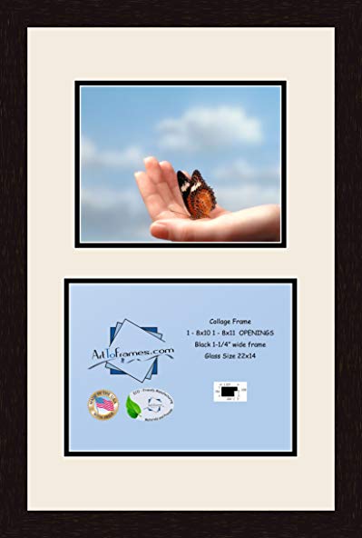 Art to Frames Double-Multimat-253-824/89-FRBW26061 Collage Frame Photo Mat Double Mat with 1 - 8x10 and 1 - 8.5x11 Openings and Espresso frame