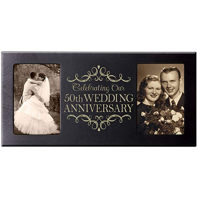 LifeSong Milestones 50th Anniversary Parent Wedding Gift 50th Wedding Anniversary for Couple Picture Frame Size 16 Inches Wide X 8 Inches High Holds 2- 4x6 Photos (Black)