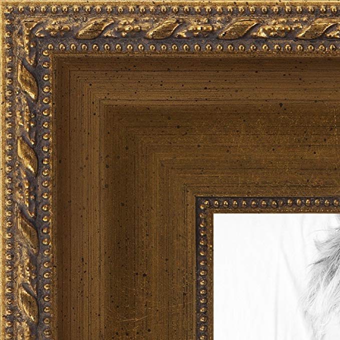 ArtToFrames 11x13 inch Muted Gold with Metallic Detailing Wood Picture Frame, 2WOMD5026-11x13