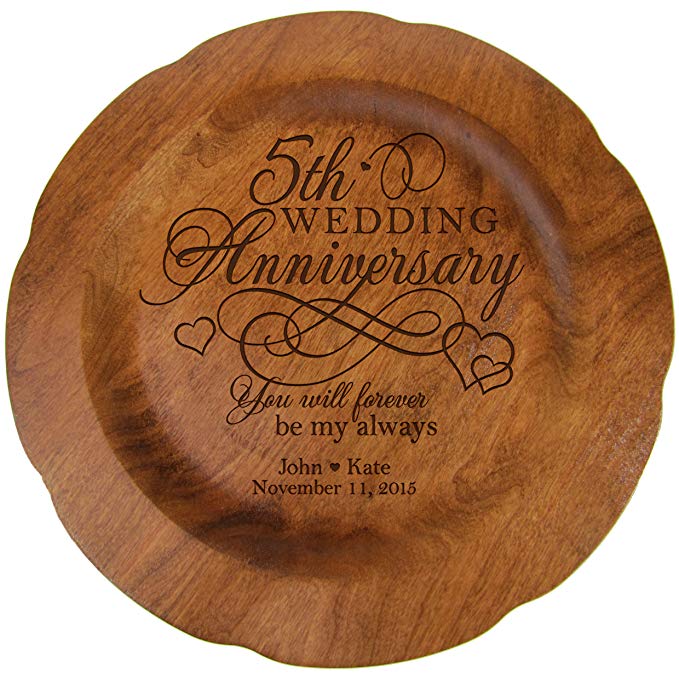 Personalized 5th Wedding Anniversary Gift Plate Fifth year Gifts for Her Him Couple Happy 5 Year Anniversary for Him 12