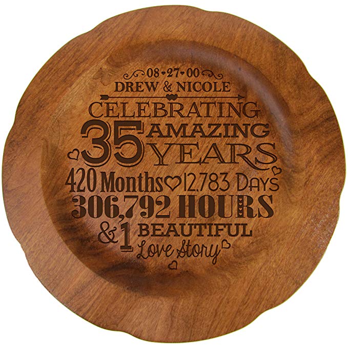 Personalized 35th Wedding Anniversary Plate Gift for Her, Happy 35 Year Anniversary for Him, 12