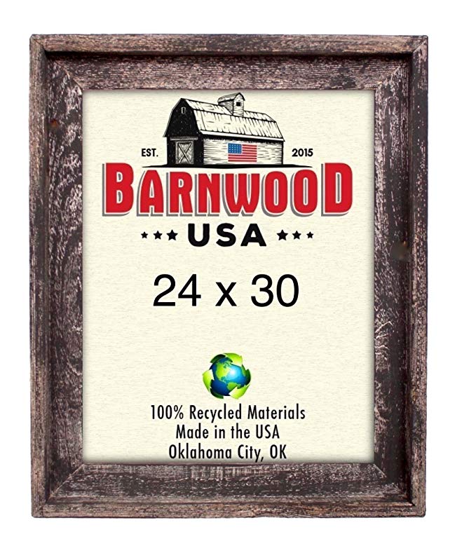 BarnwoodUSA | Signature Picture Frame - 100% Up-cycled Reclaimed Wood (24x30, Smoky Black)