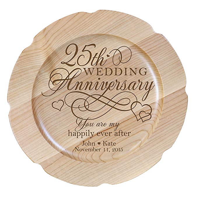 Personalized 25th Wedding Anniversary Plate Gift for Couple, 25 year Anniversary Gifts for Her 12