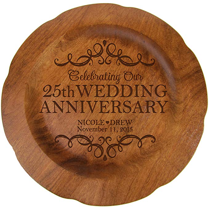 Personalized 25th Wedding Anniversary Plate Gift for Her, Happy 25 Year Anniversary for Him, 12