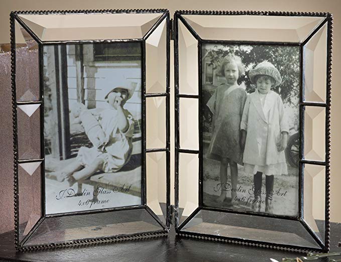 J Devlin Pic 100-57-2 Double 5x7 Glass Picture Frame Table Top Double Hinged Photo Frame Wedding Graduation Gift