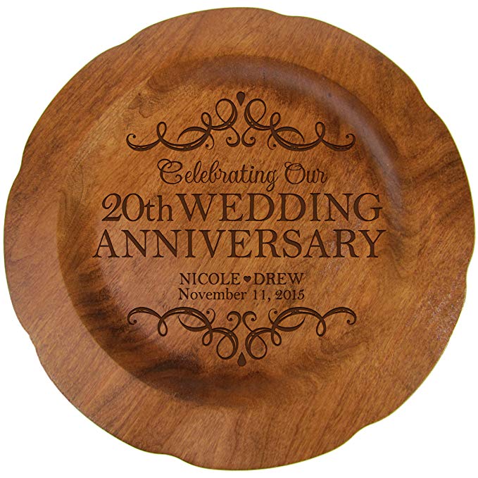 Personalized 20th Wedding Anniversary Plate Gift for Her, Happy 20 Year Anniversary for Him, 12