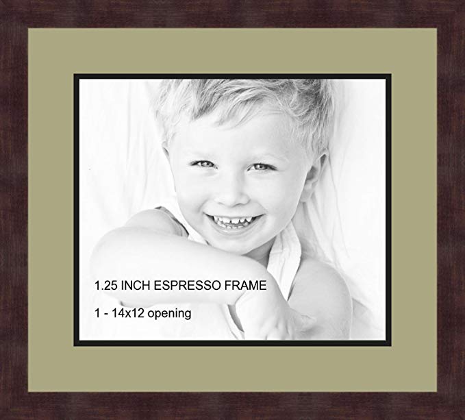 Art to Frames Double-Multimat-741-861/89-FRBW26061 Collage Frame Photo Mat Double Mat with 1-12x14 Openings and Espresso frame