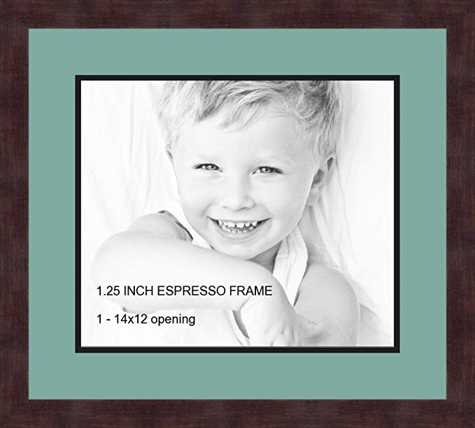 Art to Frames Double-Multimat-741-818/89-FRBW26061 Collage Frame Photo Mat Double Mat with 1 - 12x14 Openings and Espresso frame