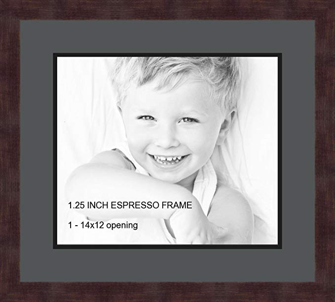 Art to Frames Double-Multimat-741-41/89-FRBW26061 Collage Frame Photo Mat Double Mat with 1-12x14 Openings and Espresso frame