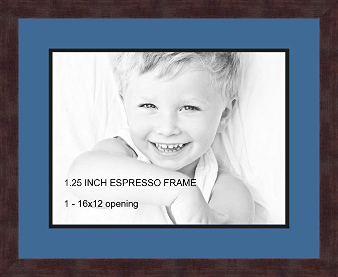 Art to Frames Double-Multimat-728-817/89-FRBW26061 Collage Frame Photo Mat Double Mat with 1-12x16 Openings and Espresso frame