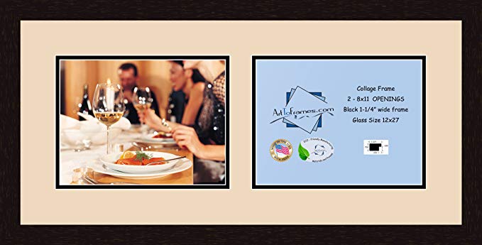 Art to Frames Double-Multimat-780-783/89-FRBW26061 Collage Frame Photo Mat Double Mat with 2 - 8.5x11 Openings and Espresso frame