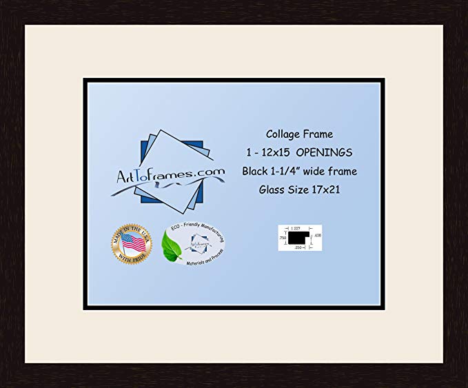 Art to Frames Double-Multimat-503-824/89-FRBW26061 Collage Frame Photo Mat Double Mat with 1-12x15.5 Openings and Espresso frame
